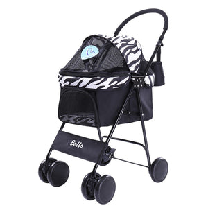 Pet Stroller Dog Cat Small Animals Carrier Cage 4 Wheels Folding Flexible Easy Walk for Jogger Travel with Mesh Window